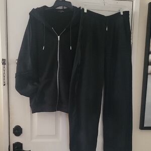 Fashion Nova Black Fleece Hoodie Set